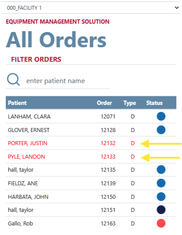 ems pro mobile orders screen